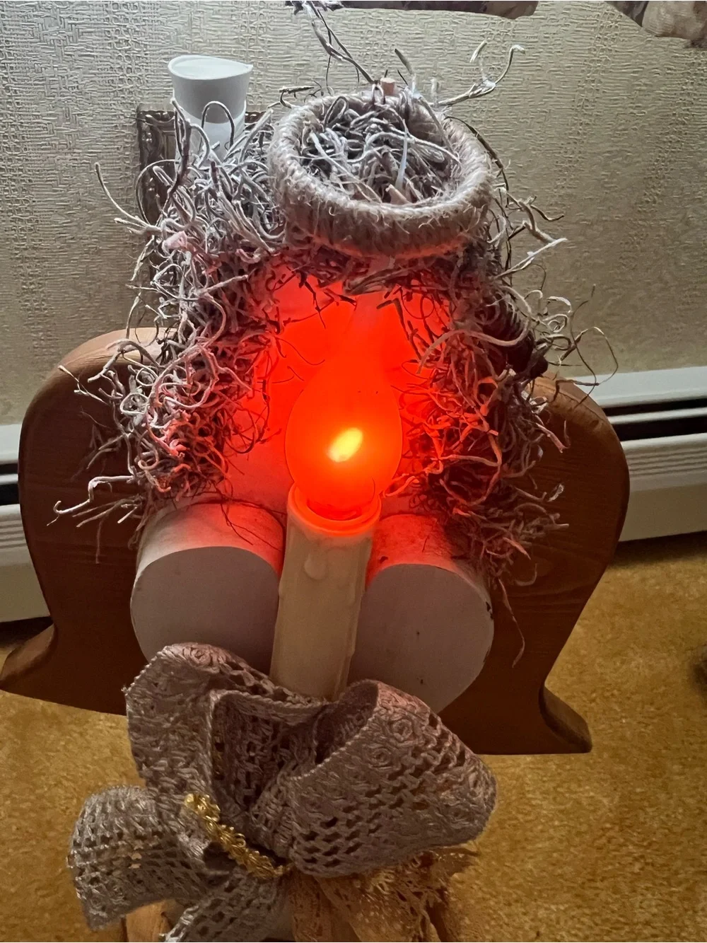 Large White Wooden Angel Table light